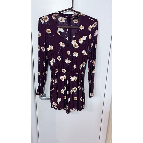 Kendall & Kylie Womens Floral V-Neck Choker Neckline Cutout Romper Multi Size XS - Picture 2 of 11